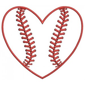 Heart Baseball Machine Embroidery Applique Digitized Design Pattern - Instant Download